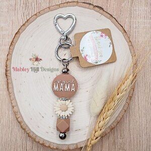 Boho Girl Mama Keychain - New Mama Gift - Baby Shower Gift Mama Bag Charm  NWT